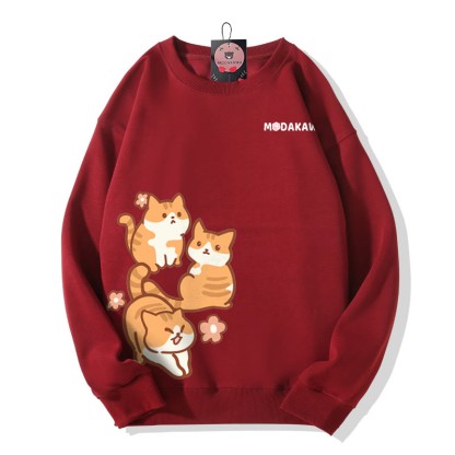 MODAKAWA Sweatshirt mit Katzenmotiv - Red - 5XL - image 3