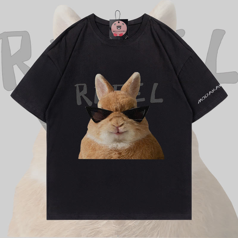 MODAKAWA Sonnenbrillen-Hasen-Grafik-T-Shirt - Black - 5XL - image 3