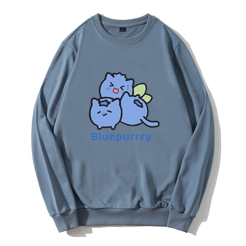 BLUEPURRRY Sweatshirt mit Rundkragen und Blueberry Purr-Grafik - Blau - 5XL - image 3