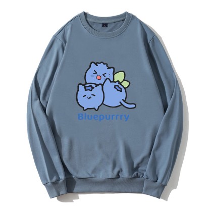BLUEPURRRY Sweatshirt mit Rundkragen und Blueberry Purr-Grafik - Blau - 5XL - image 3