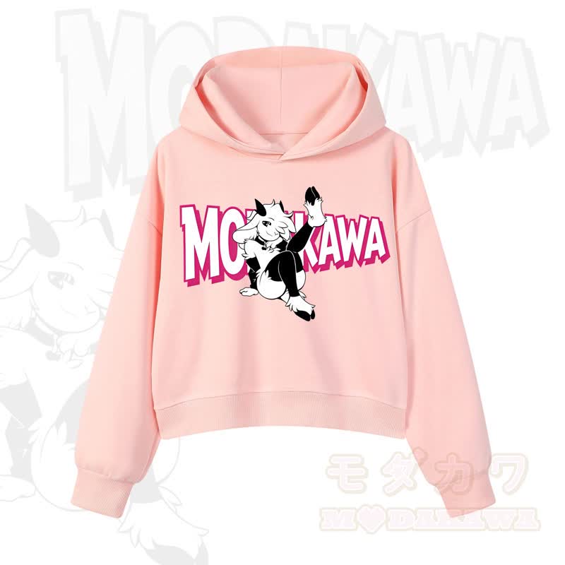 MODAKAWA Langarm-Kapuzenpullover mit Ziegenprint  - Rosa - 3XL - image 6