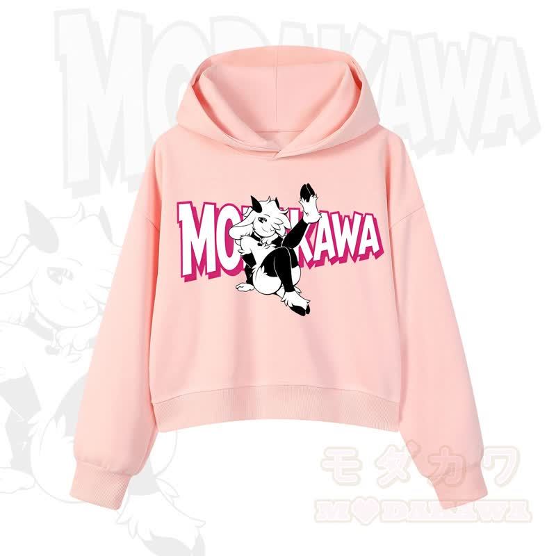 MODAKAWA Langarm-Kapuzenpullover mit Ziegenprint  - Rosa - 3XL - image 6