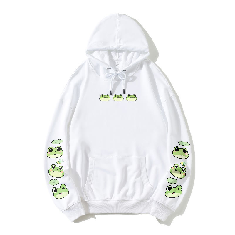 Lockerer Hoodie mit verspieltem Frosch-Print - White - 5XL - image 5