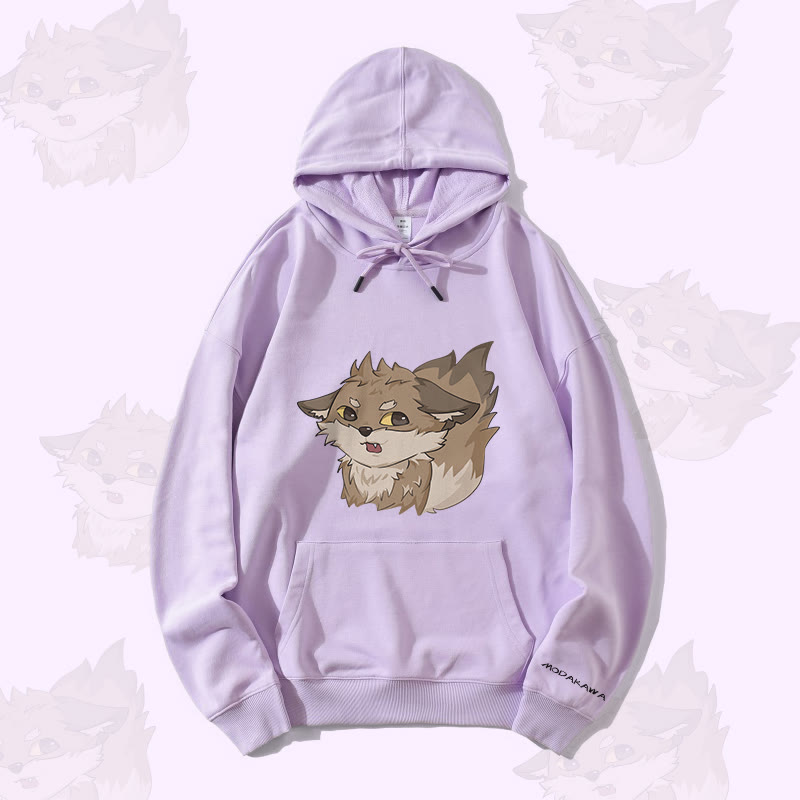 MODAKAWA Gray Fox Graphic Streetwear Pullover Hoodie - Purple - 5XL - image 2