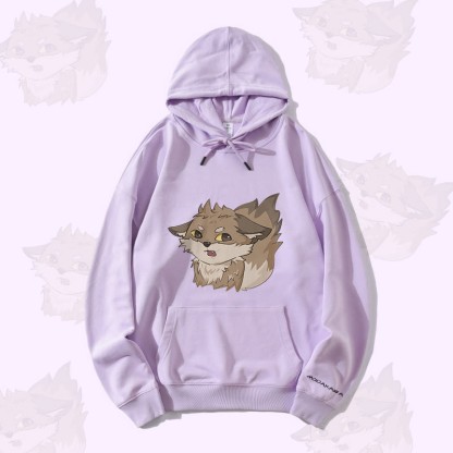 MODAKAWA Gray Fox Graphic Streetwear Pullover Hoodie - Purple - 5XL - image 2