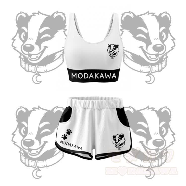 Wink Bear Graphic Crop Tank Sport Top Shorts Bikini Modakawa Matching Outfit - Weißes Set - 5XL - image 12