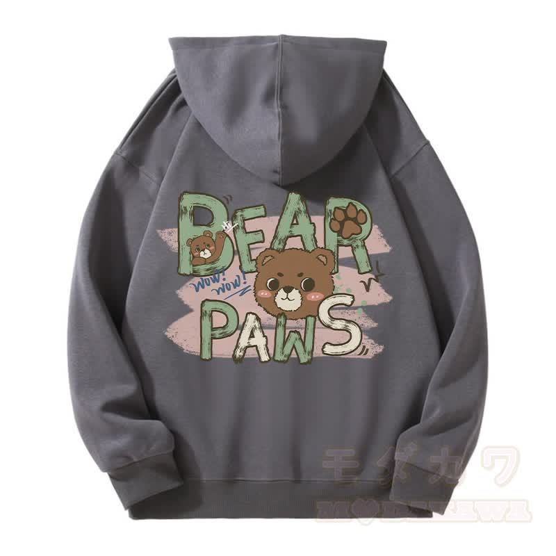 BEAR PAWS Kapuzenpullover mit süßem Bären-Motiv und Fleecefutter, Reißverschluss - Dunkelgrau - 5XL - image 4