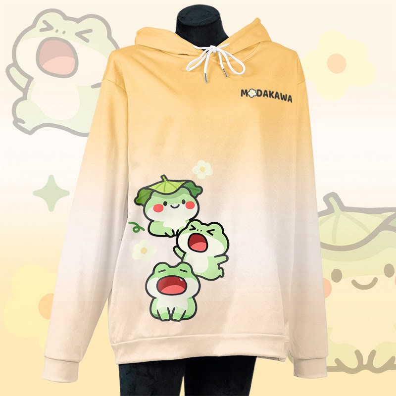 MODAKAWA Pullover-Hoodie mit Allover-Print und Goofy-Frosch-Motiv - Orange - 6XL - image 3