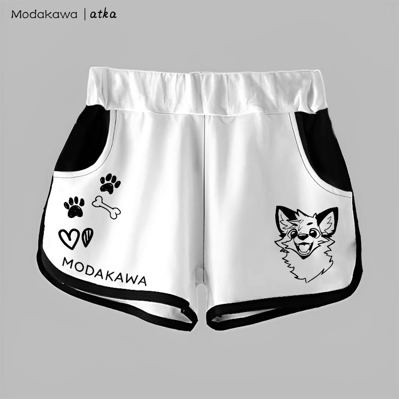 MODAKAWA X atka Gradient Cheerful Fox Graphic Shorts - White - 5XL - image 6