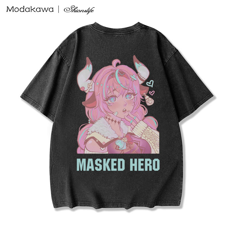 MODAKAWA X Shionslife Masked Hero gewaschenes T-Shirt aus 100 % Baumwolle - Black - 5XL - image 3