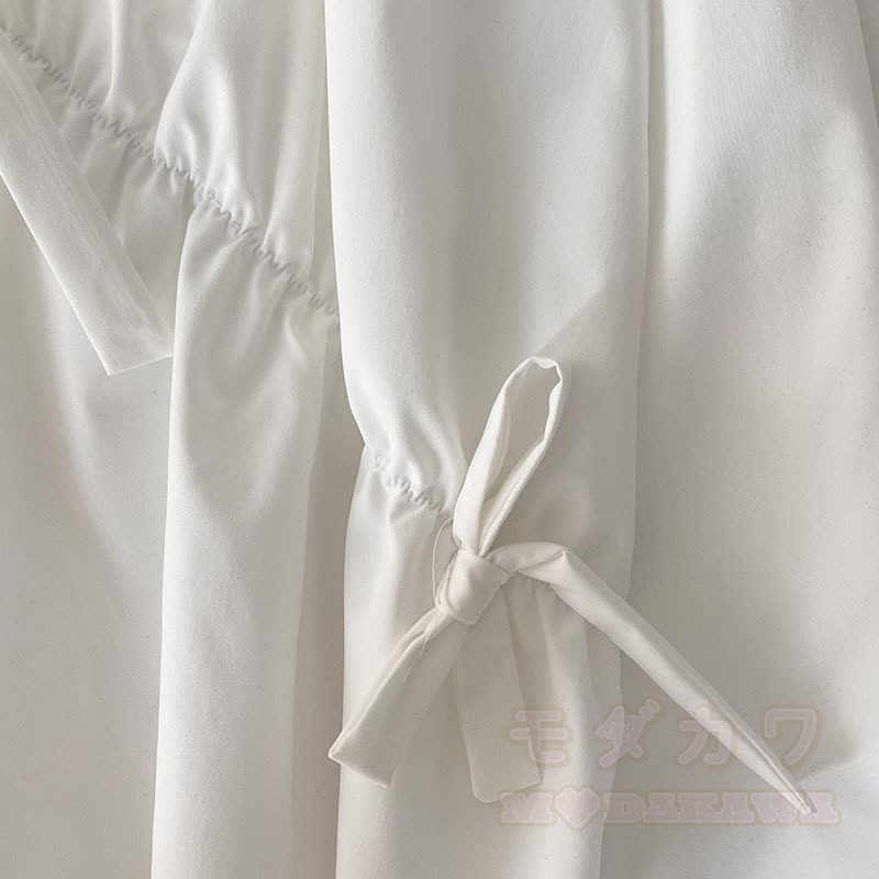 Unregelmäßiges Oberteil mit Schleife, passender Rock, Outfit - image 7