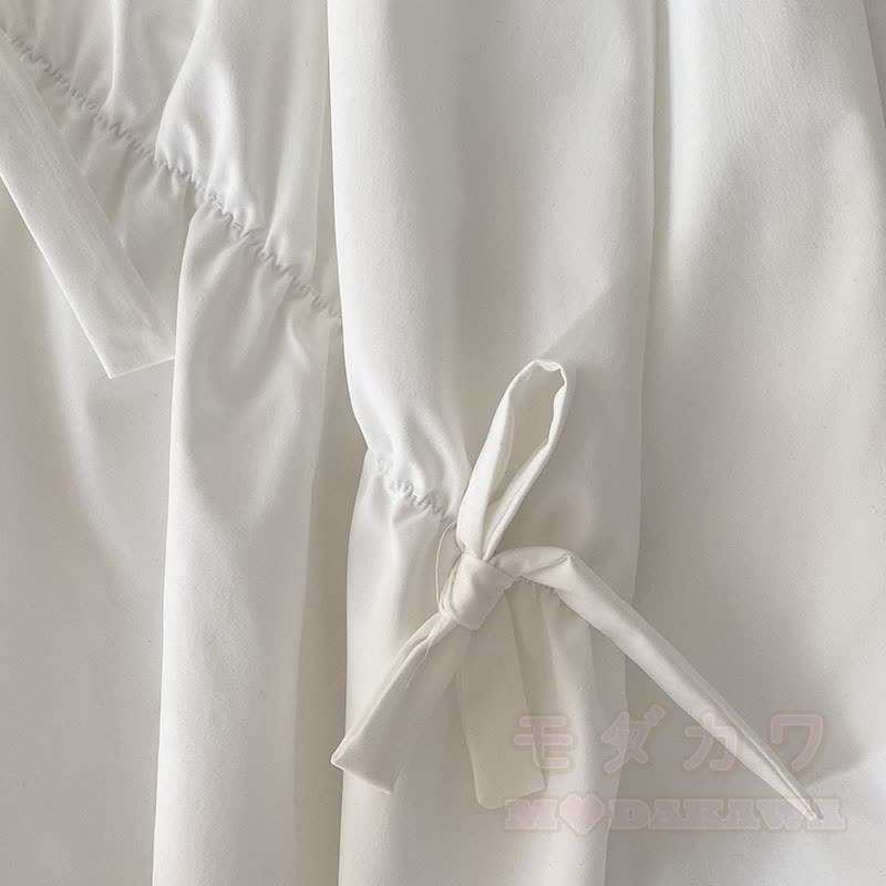 Unregelmäßiges Oberteil mit Schleife, passender Rock, Outfit - image 7