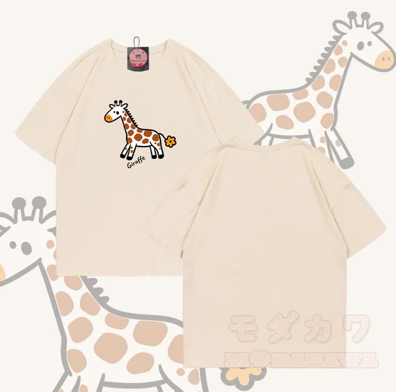 Giraffenmotiv Modakawa T-Shirt aus 100 % Baumwolle - Aprikose - 5XL - image 6