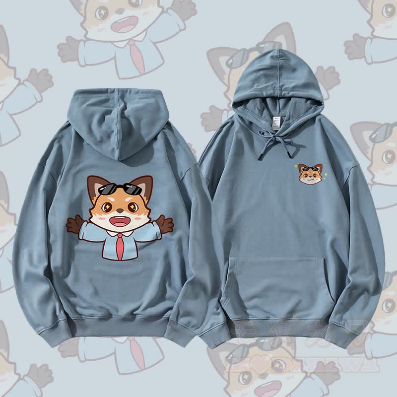 MODAKAWA Niedlicher Partner-Hoodie mit Tiermotiv - Staubiges Blau - 5XL - image 4