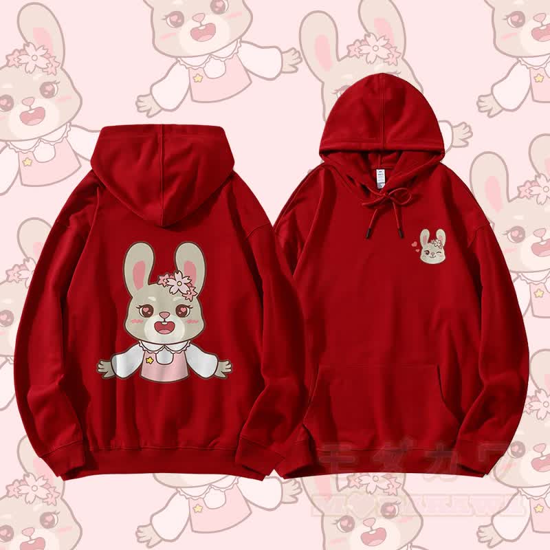 MODAKAWA Niedlicher Partner-Hoodie mit Tiermotiv - Weinrot - 5XL - image 6