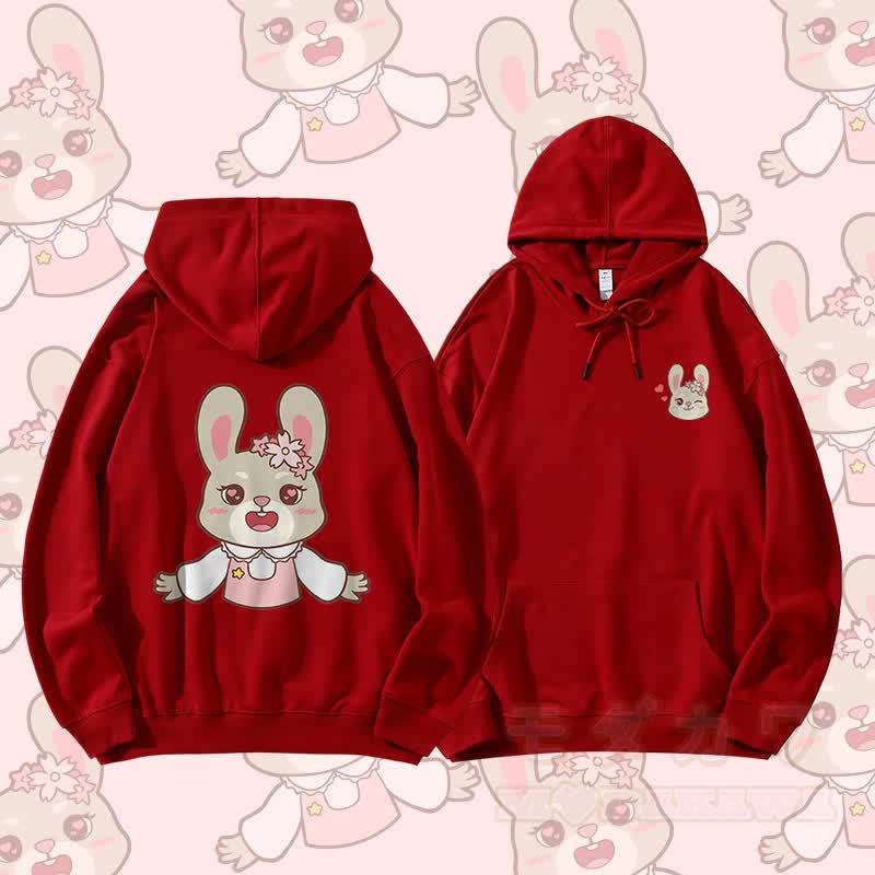 MODAKAWA Niedlicher Partner-Hoodie mit Tiermotiv - Weinrot - 5XL - image 6