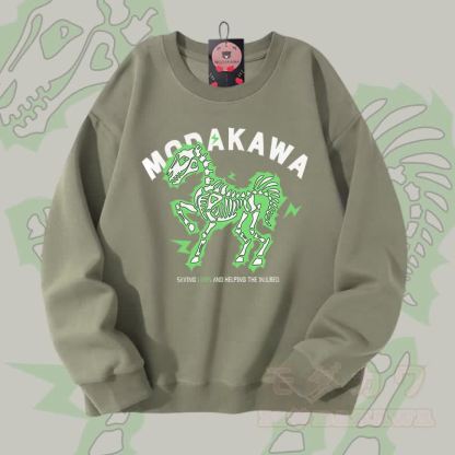 MODAKAWA Unisex-Sweatshirt mit elektrisiertem Pferdemotiv - Hellkhaki - 5XL - image 5