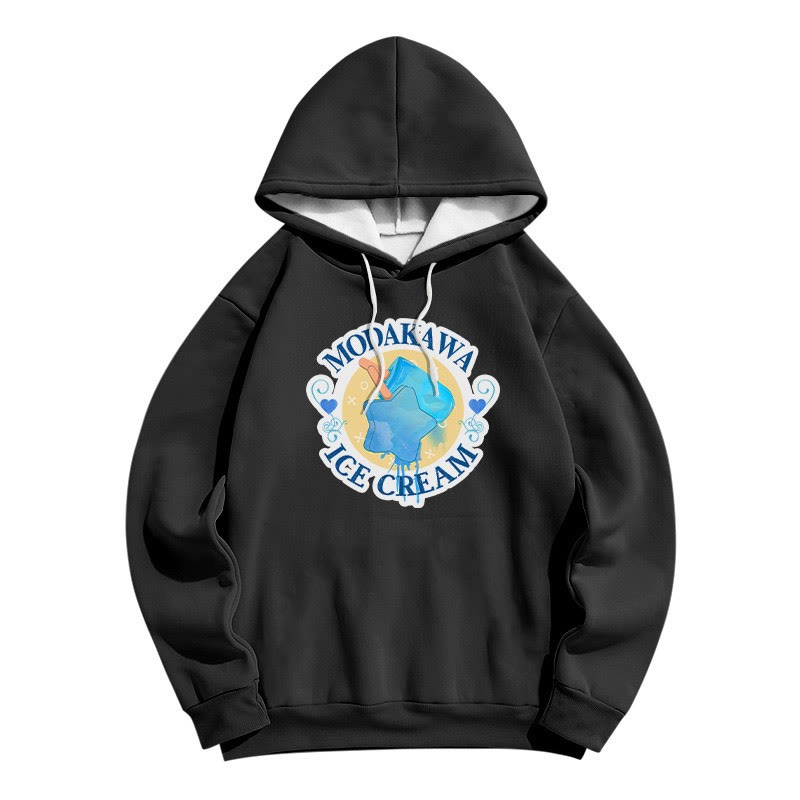 Modakawa Hoodie mit Farbverlauf, Eiscreme-Buchstabenprint, lockerer Passform - Black - 6XL - image 3