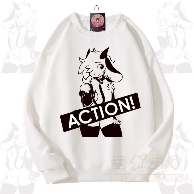 MODAKAWA X zarckets ACTION Goat Graphic Unisex Sweatshirt - Weiß - 3XL - image 4
