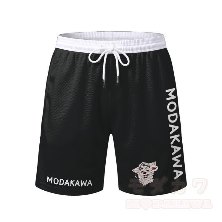 MODAKAWA X atka Fox Wants Meat Grafik Herren Sport T-Shirt mit Kordelzug Shorts passendes Outfit - Schwarze Shorts - 5XL - image 10