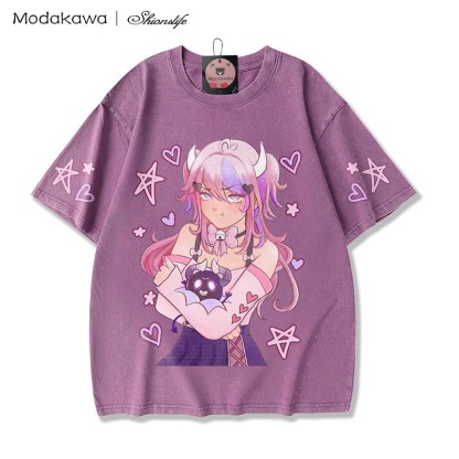 MODAKAWA X Shionslife Ironmouse und Bubi gewaschenes T-Shirt aus 100 % Baumwolle - Purple - 5XL - image 5