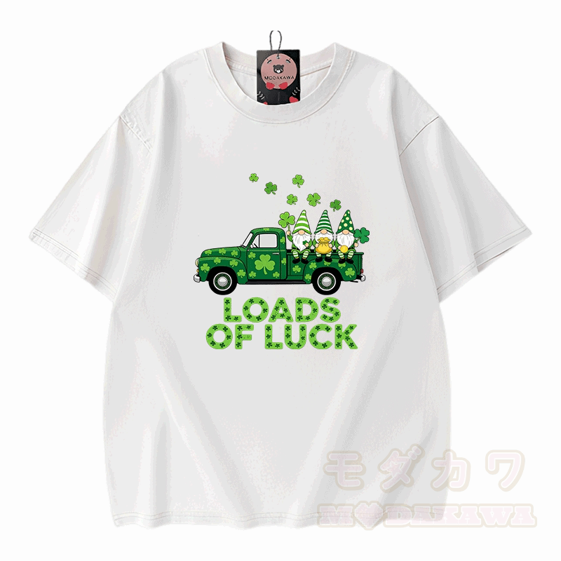 St. Pakrit-Tag – VIEL GLÜCK! Modakawa Vintage-T-Shirt aus 100 % Baumwolle mit Glücksgrafik. - Weiß - 5XL - image 3