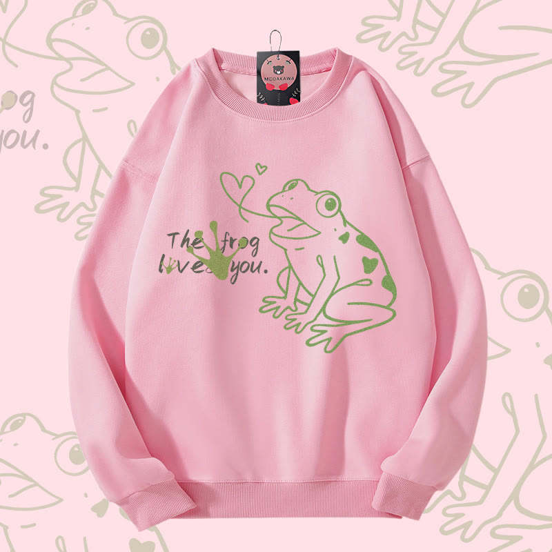 DER FROSCH LIEBT DICH Frosch-Grafik Unisex-Sweatshirt - Pink - 5XL - image 2