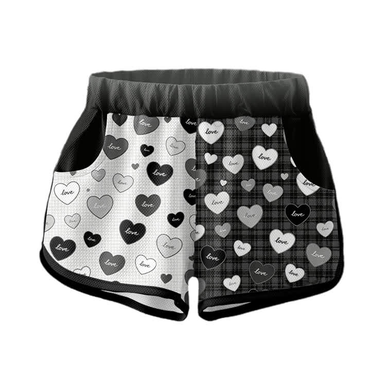 LOVE Herz-Grafik Crop Tanktop Sport Top Shorts Bikini Modakawa passendes Outfit - Shorts B - XL - image 6