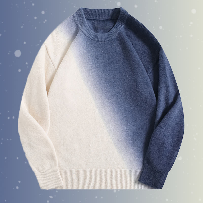 Zweiteiler: Strickpullover mit Farbverlauf und Jeans - Blue Sweater - 2XL - image 4