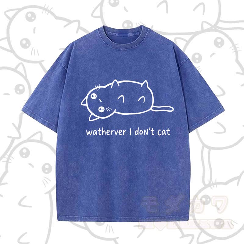 MODAKAWA WATHERVER I DON'T CAT Kurzarm-T-Shirt mit Aufdruck - Blau A - 5XL - image 11