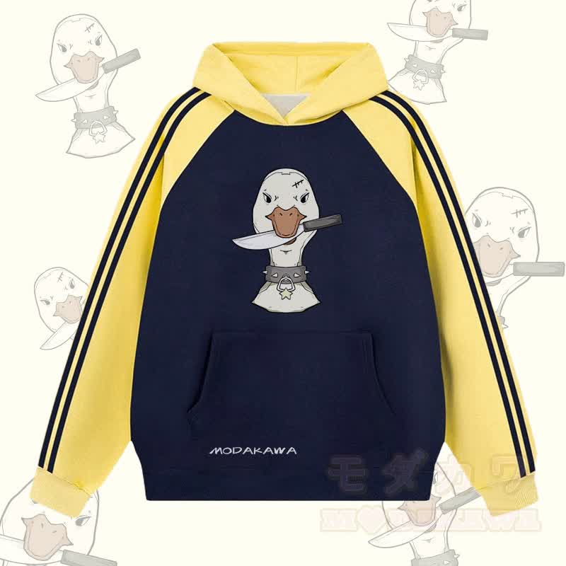 MODAKAWA Kapuzenpullover mit Goose- und Messermotiv, Farben -Design, Fleece-gefüttert - Purpurblau - 2XL - image 4