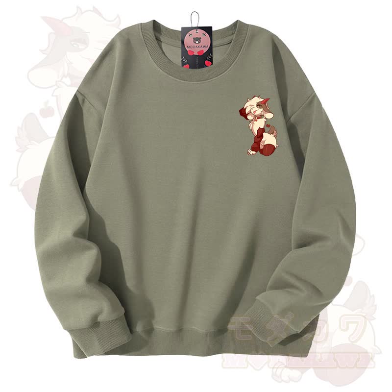 MODAKAWA X zarckets Unisex-Sweatshirt mit niedlichem Schaf-Motiv - Hellgrün - 3XL - image 12