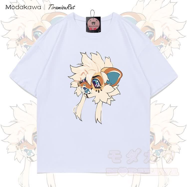 MODAKAWA X TiramisuRat Flauschiges Rattenmotiv, 100 % Baumwolle T-Shirt - Weiß - 5XL - image 3