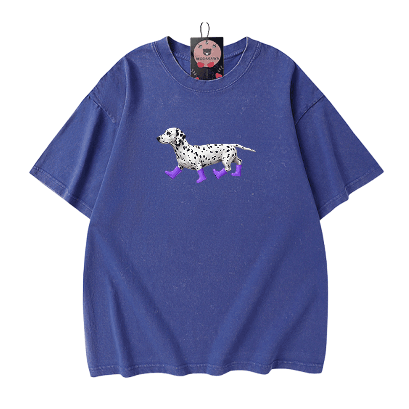 Dalmatiner-Grafik Modakawa Unisex Vintage Washed T-Shirt - Blue - 5XL - image 6