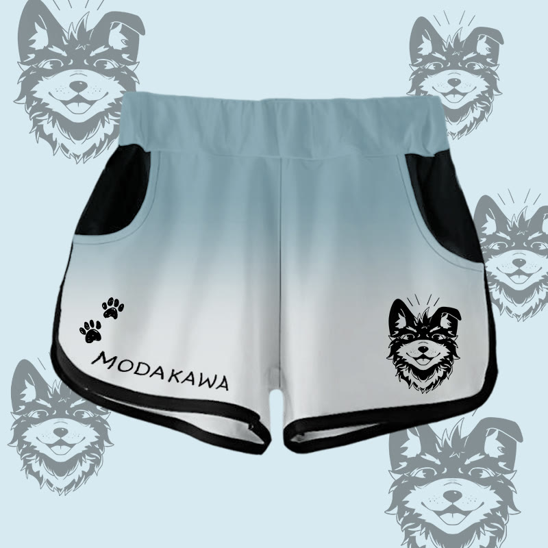 MODAKAWA Gradient Smiling Koda Graphic Shorts - Teal&White - 5XL - image 3