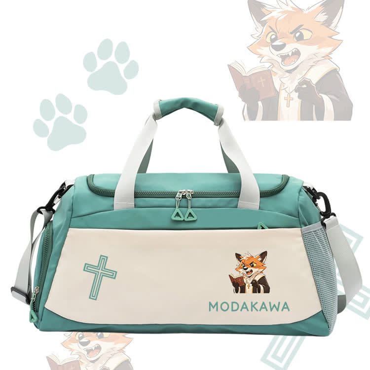 Fox liest Buch Grafik Modakawa Sporttasche mit großem Fassungsvermögen - Green - 55*28*26 cm - image 5