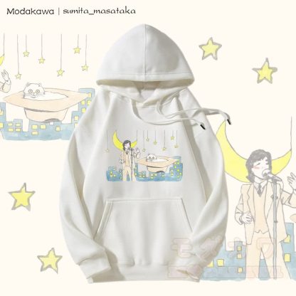 MODAKAWA X sumita_masataka Singer And The Cat Graphic Fleece-gefütterter Kapuzenpullover - Weiß - 5XL - image 4