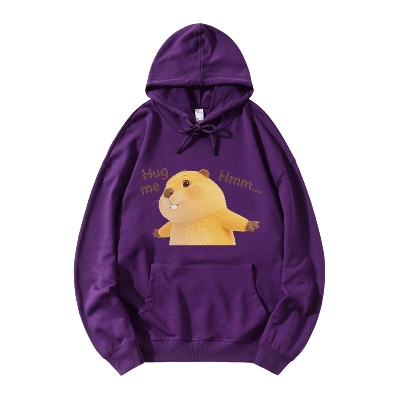 HUG ME Capybara Grafik Modakawa Loose Baumwoll-Mischgewebe-Hoodie - Purple - 5XL - image 6