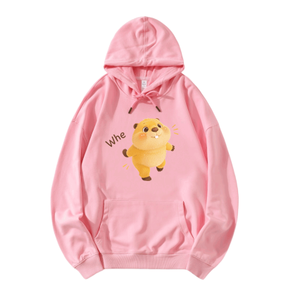 WHE Capybara Graphic Modakawa Loose Cotton-Blend Hoodie - Pink - 5XL - image 4