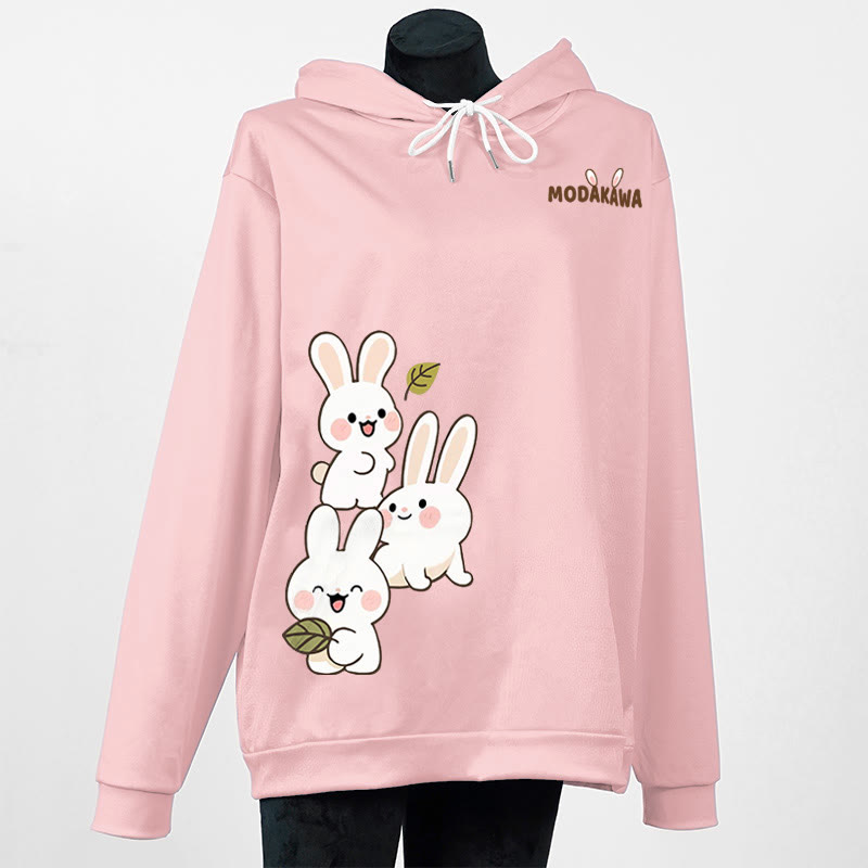 Modakawa Hoodie mit gestapeltem Hasenbuchstaben-Print - Pink - 6XL - image 5