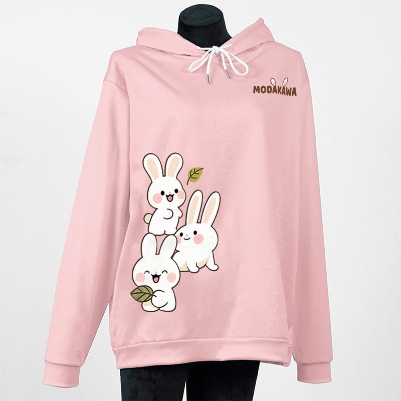Modakawa Hoodie mit gestapeltem Hasenbuchstaben-Print - Pink - 6XL - image 5