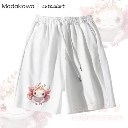 MODAKAWA X cute.aiart Cartoon Lizard Graphic Shorts - Weiß - 5XL - image 3