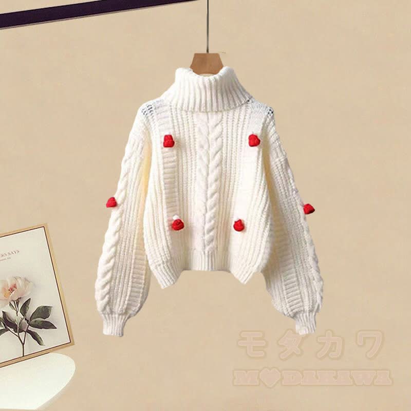 Dreiteiliges Set: Strickpullover, kariertes Unterkleid, Stulpen und Strickkleid - image 5