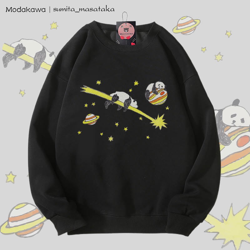 MODAKAWA X sumita_masataka Panda im Weltraum Grafik Unisex Sweatshirt - Black - 5XL - image 5