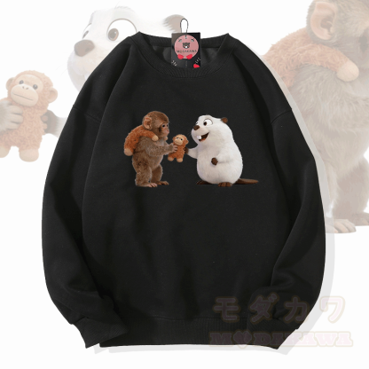 PUNCH Lustiges Affen-Kugelfisch-Modakawa-Sweatshirt - Schwarz - 5XL - image 3