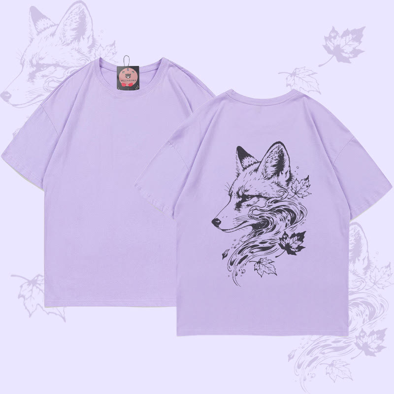MODAKAWA Leaves Fox Grafik-T-Shirt - Purple - 5XL - image 2