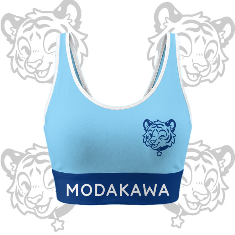 Happy Tiger Grafik Crop Tank Sport Top Shorts Bikini Modakawa passendes Outfit - Blue Top - 5XL - image 5