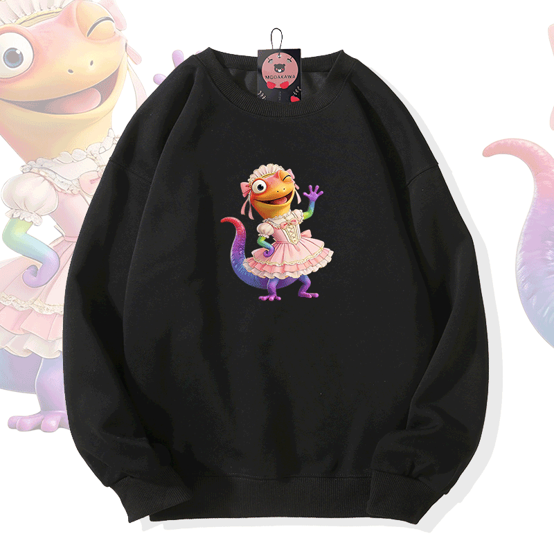 Modakawa Sweatshirt mit Ballerina-Eidechsen-Modifikation - Black - 5XL - image 2