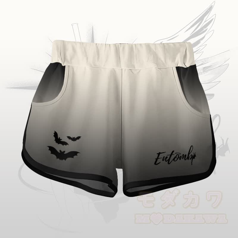 ENTOMB Grafik-Gradienten-T-Shirt Shorts Modakawa passendes Outfit - Schwarze und beige Shorts - 5XL - image 7