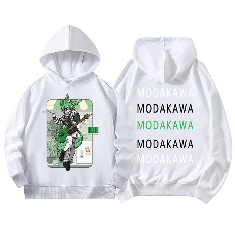 MODAKAWA X airii.exe Lockerer Hoodie mit Gitarrenmädchen-Buchstabendruck - White - 5XL - image 5